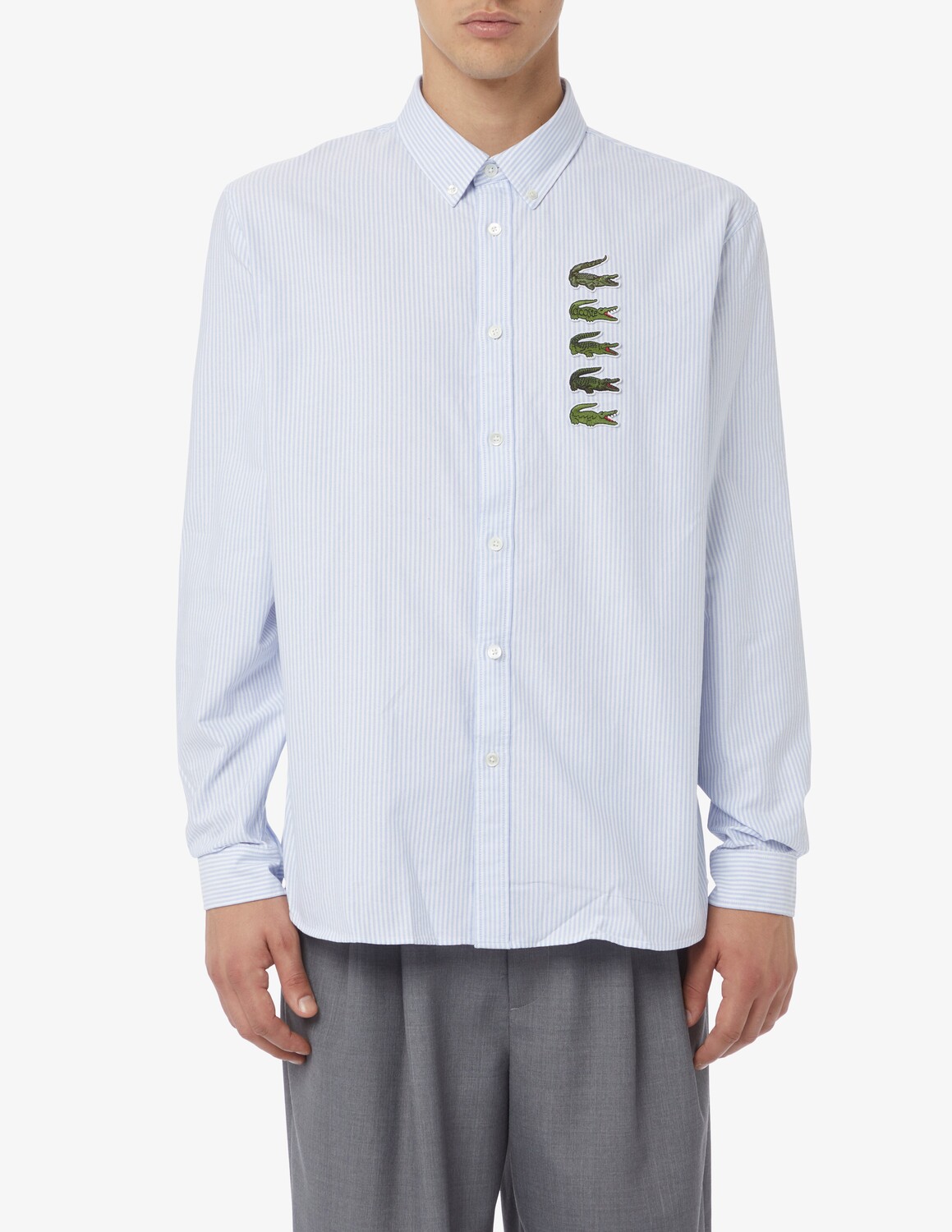 

Оксфордская рубашка в полоску Cocco Timeline Lacoste, светло-синий