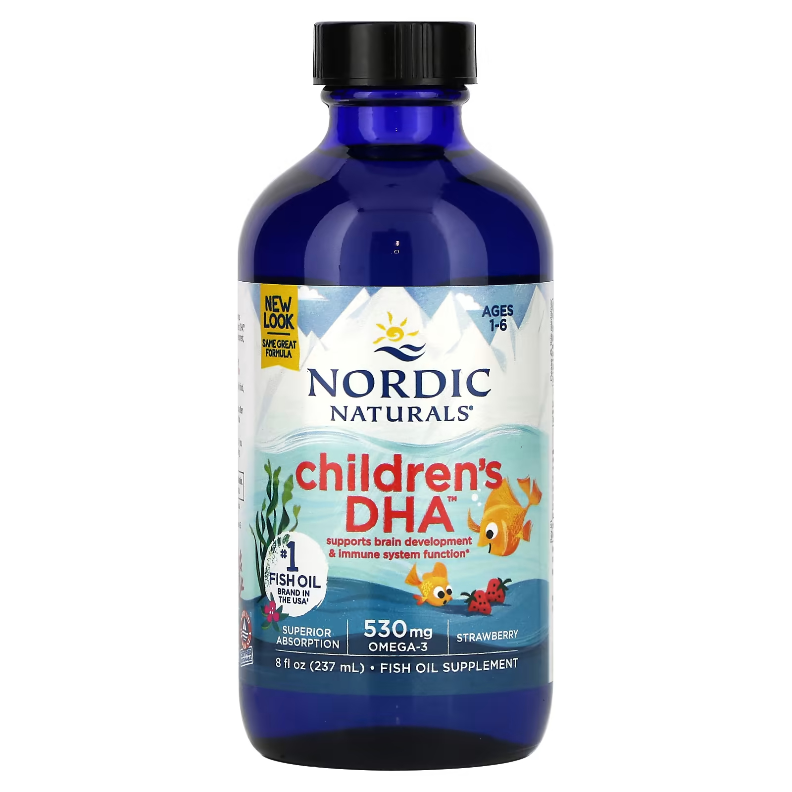 Nordic Naturals Детская ДГК для детей от 1 до 6 лет, клубника, 8 жидких унций (237 мл) добавка с дгк для детей 1 6 лет nordic naturals 530 мг 237 мл