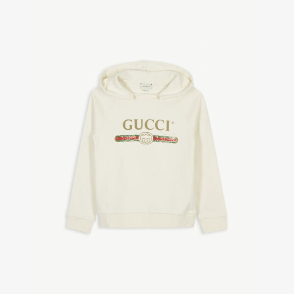 

Хлопковая толстовка с потертым логотипом для 4–10 лет Gucci, белый