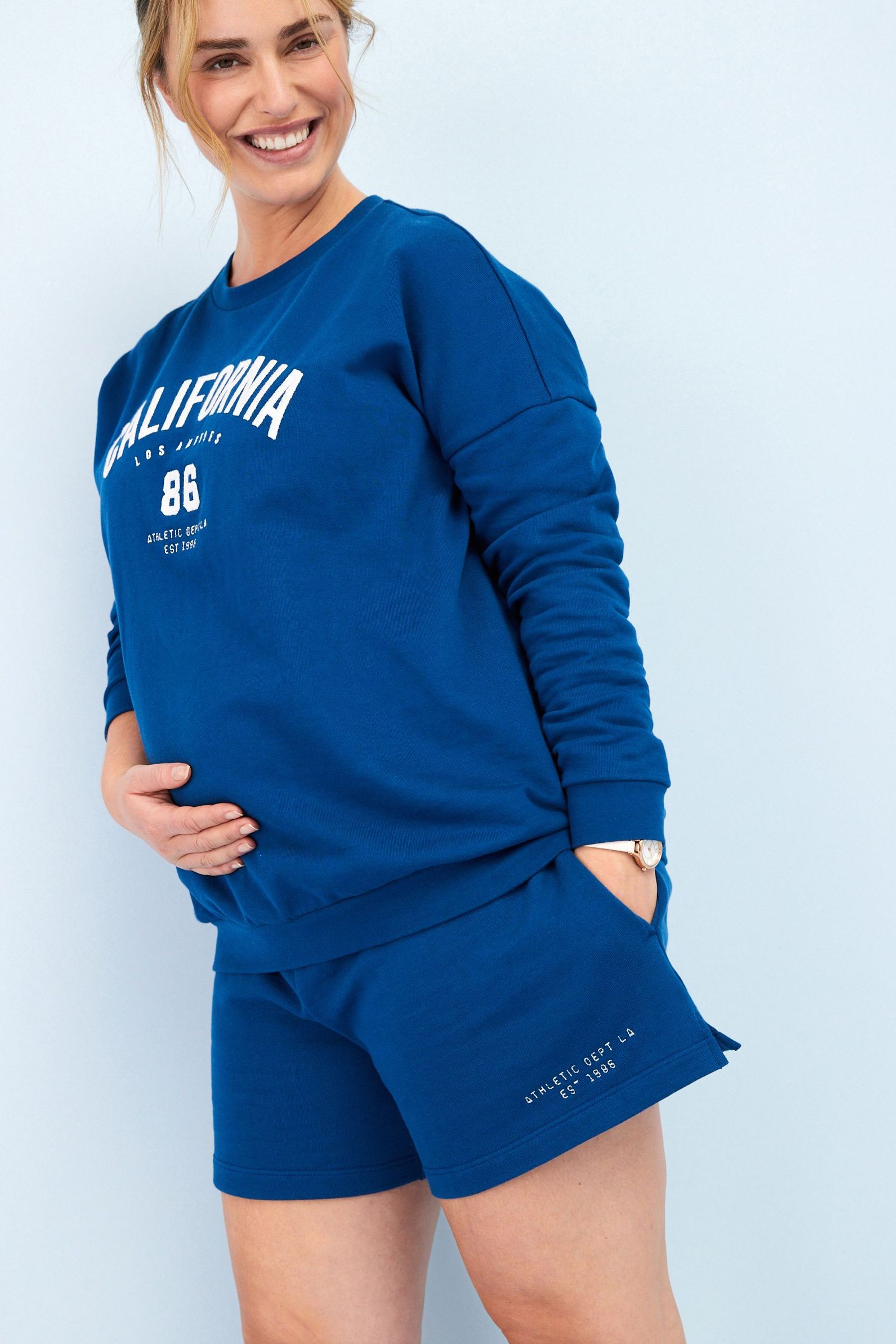 Университетские шорты из джерси для беременных Next, синий