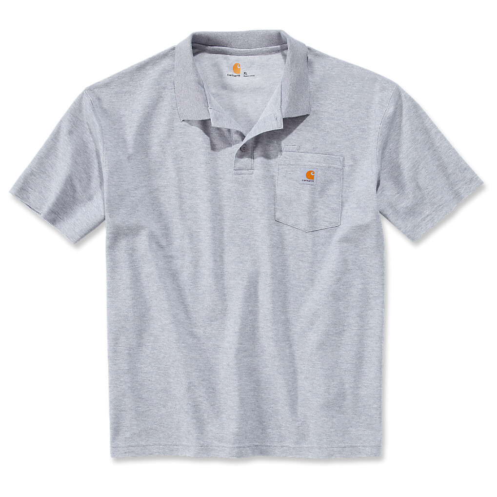 Рубашка поло Carhartt Work Pocket Polo S/S, цвет Heather Grey