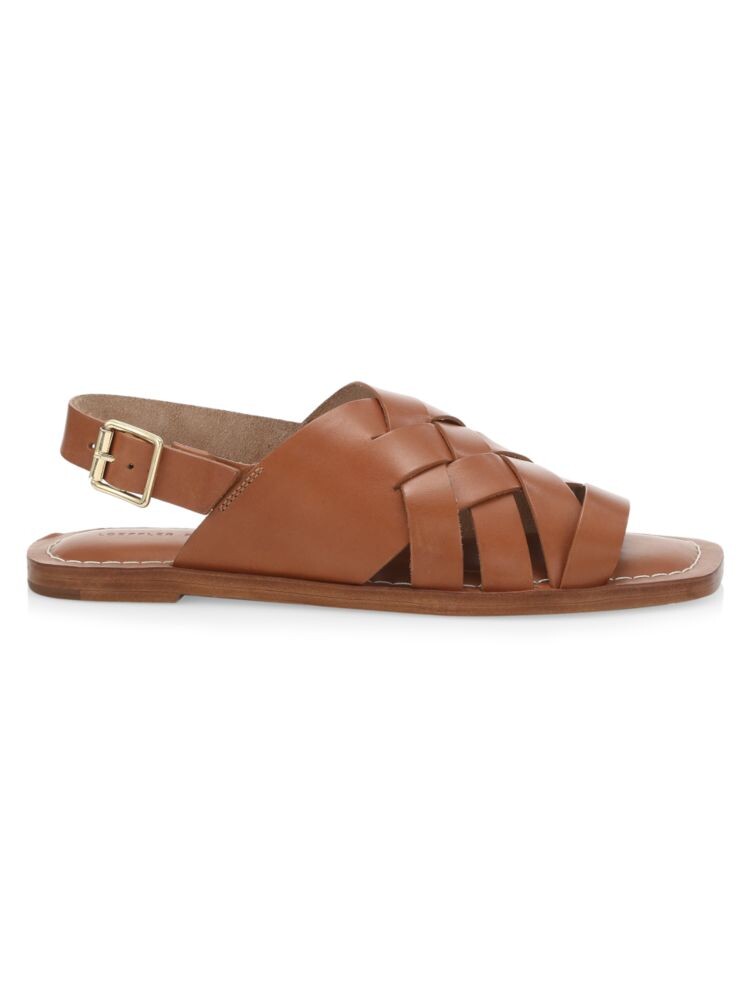 

Плетеные кожаные сандалии на плоской подошве Grayson Loeffler Randall, цвет Cognac