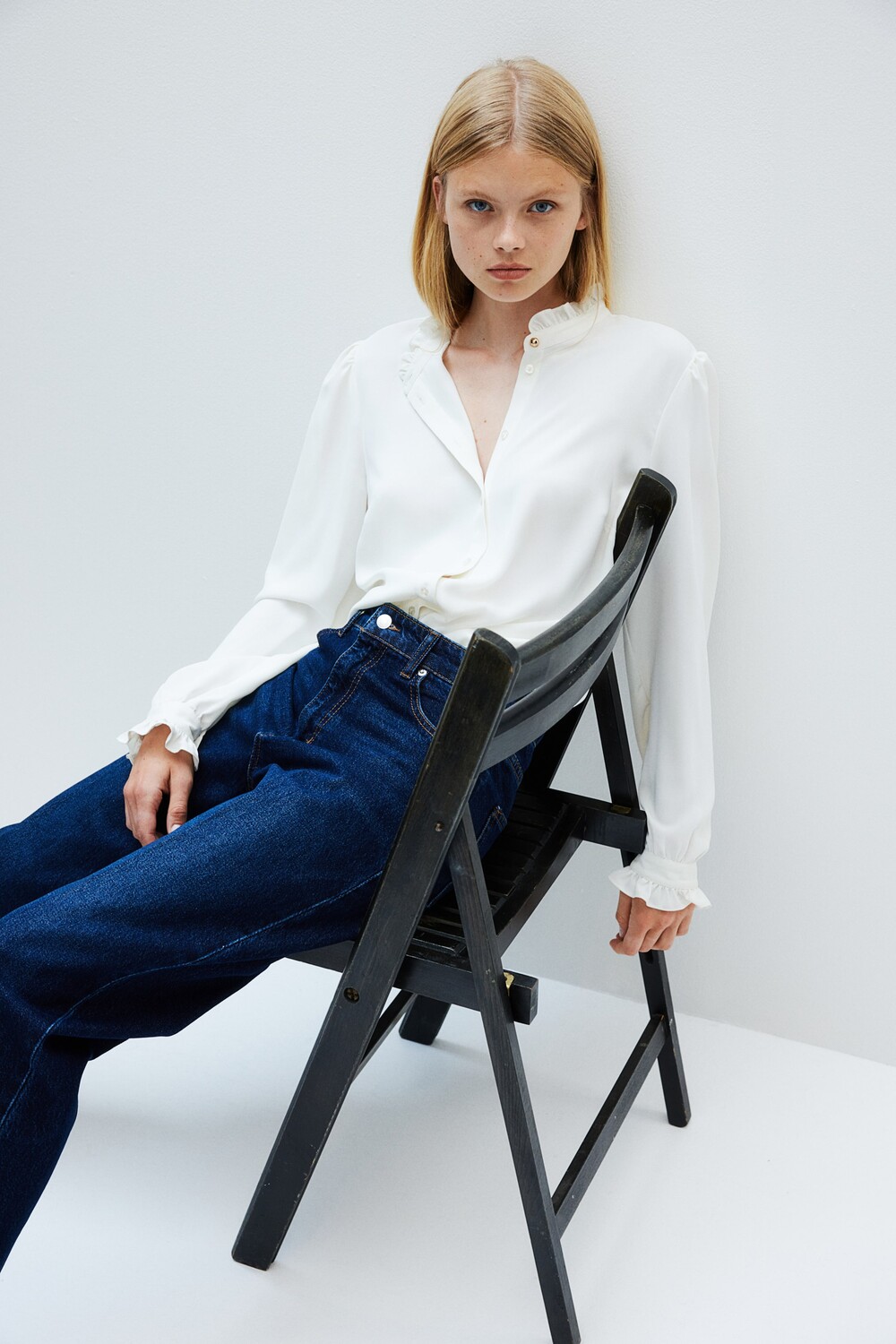 

Блузка с воланами H&M, белый