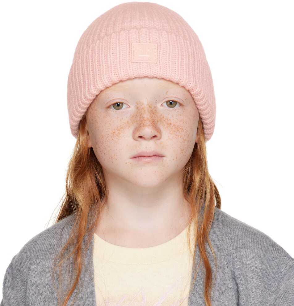 

Детская розовая шапка с нашивками Acne Studios