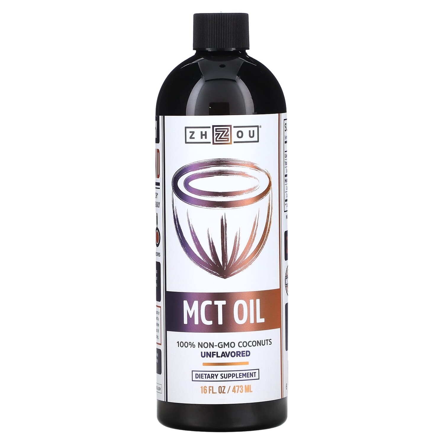

Масло MCT, без добавок, 473 мл (16 жидк. Унций), Zhou Nutrition