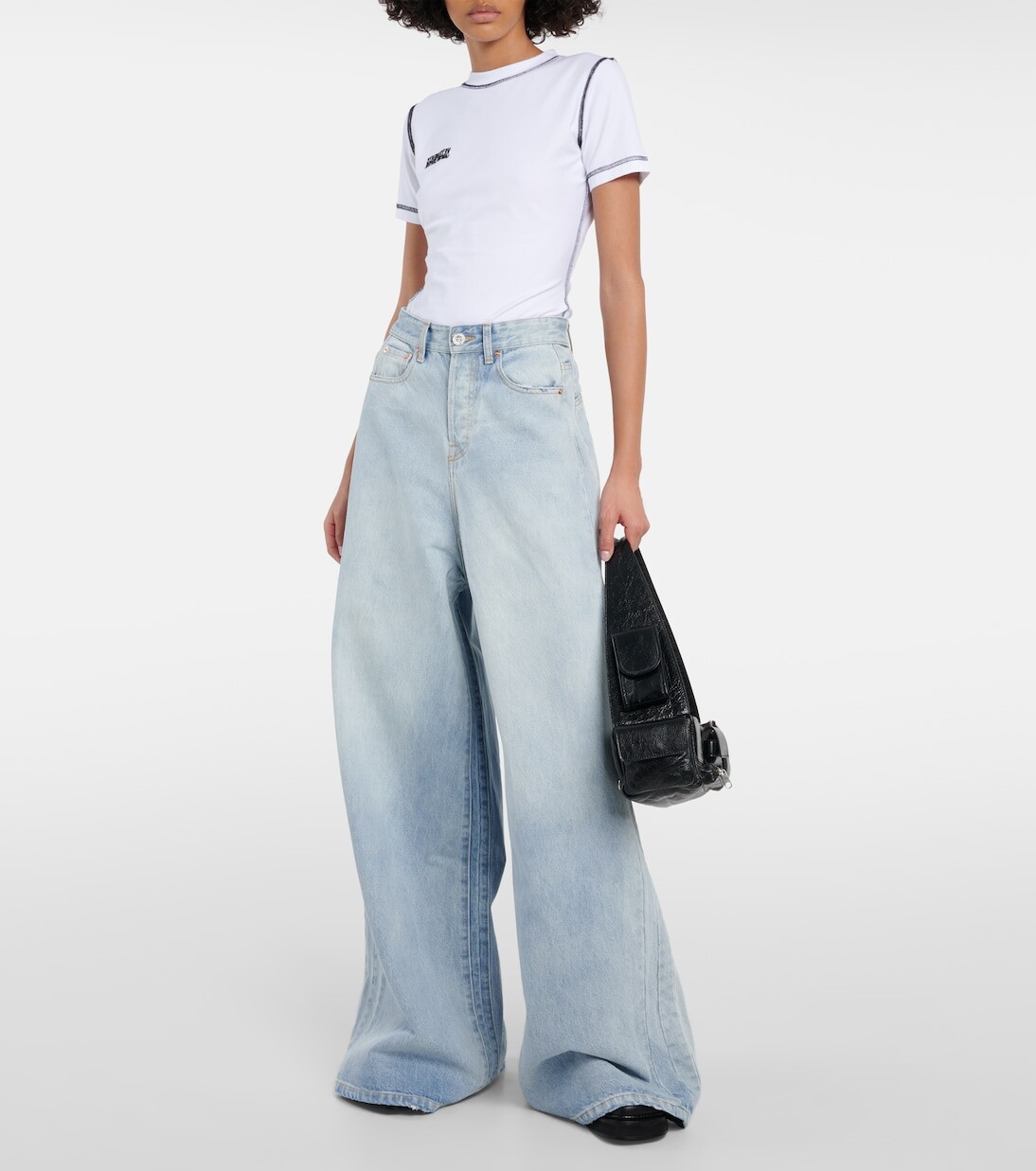 

Потертые джинсы широкого кроя Vetements, синий