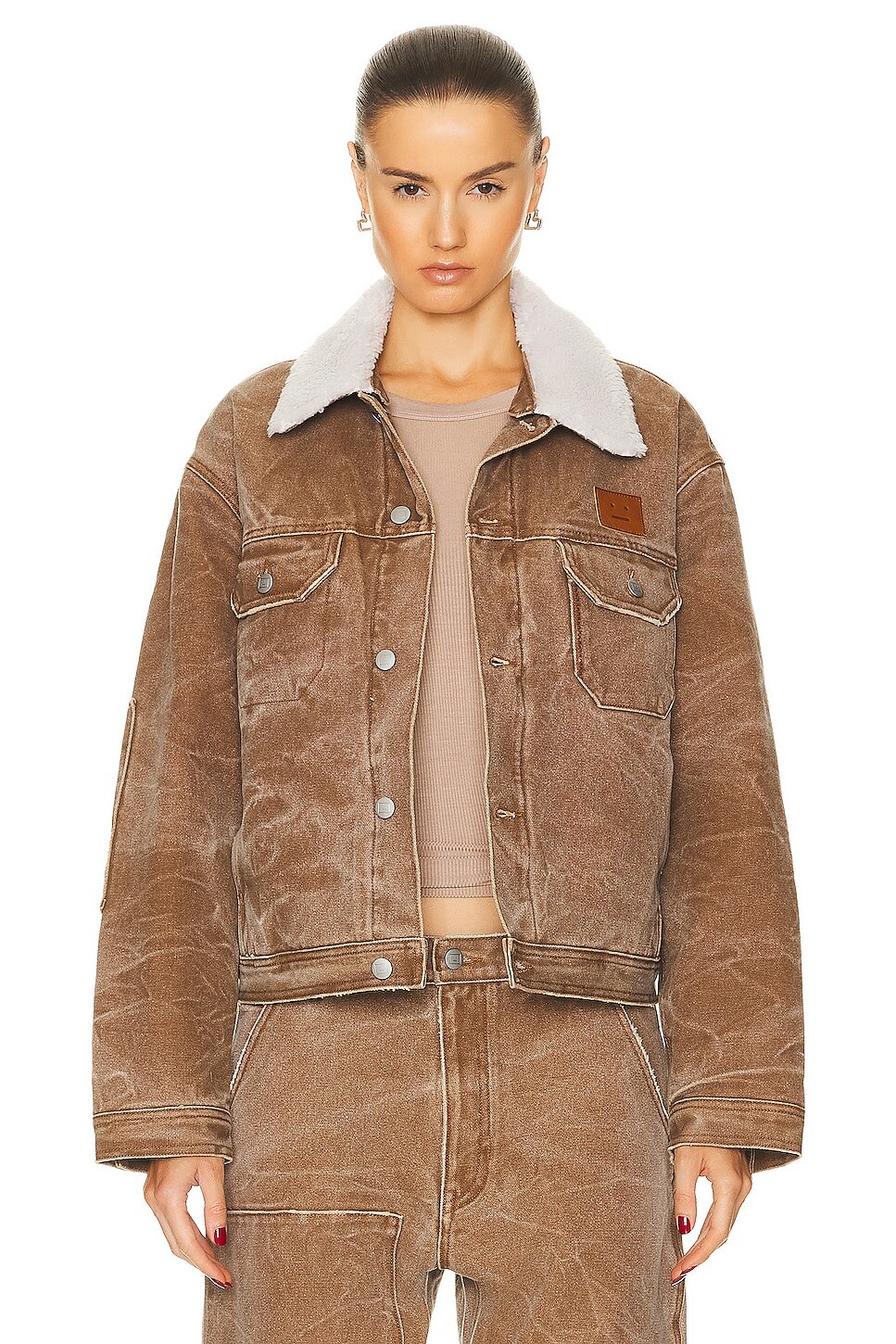 

Куртка Acne Studios Face Collar, цвет Toffee Brown
