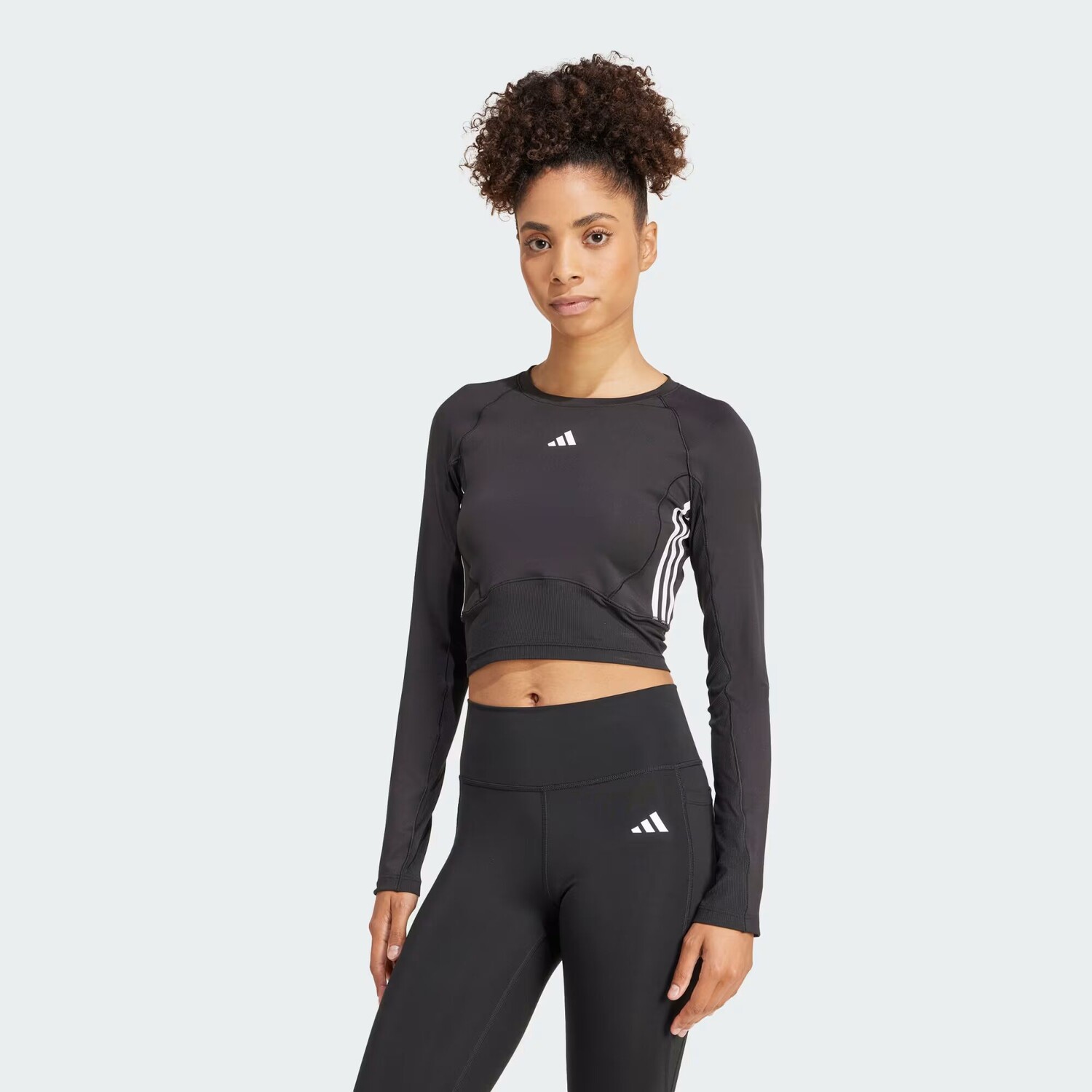 

Топ с длинными рукавами из микса материалов Train Essentials Adidas, цвет Black/White