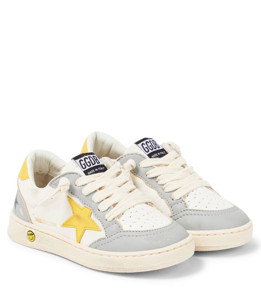 

Кожаные кроссовки Ball Star Golden Goose Kids, цвет white/gray/yellow