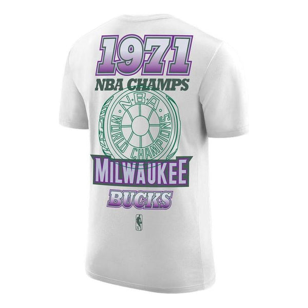 Футболка Men's Nike NBA Milwaukee Bucks Casual Sports Back Alphabet Numeric Loose Short Sleeve White T-Shirt, мультиколор