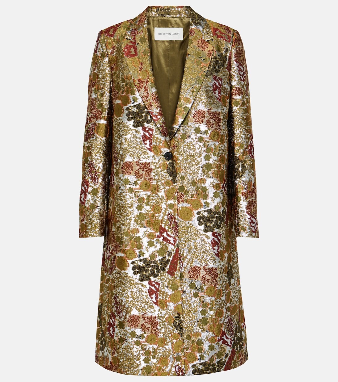 

Пальто из насыщенной жаккардовой парчи Dries Van Noten, зеленый