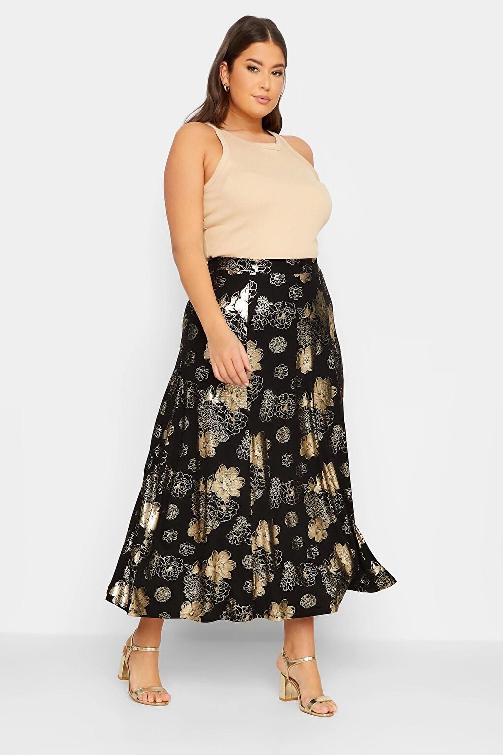 Длинная юбка большого размера с ярким цветочным узором 301805 Stil Diva