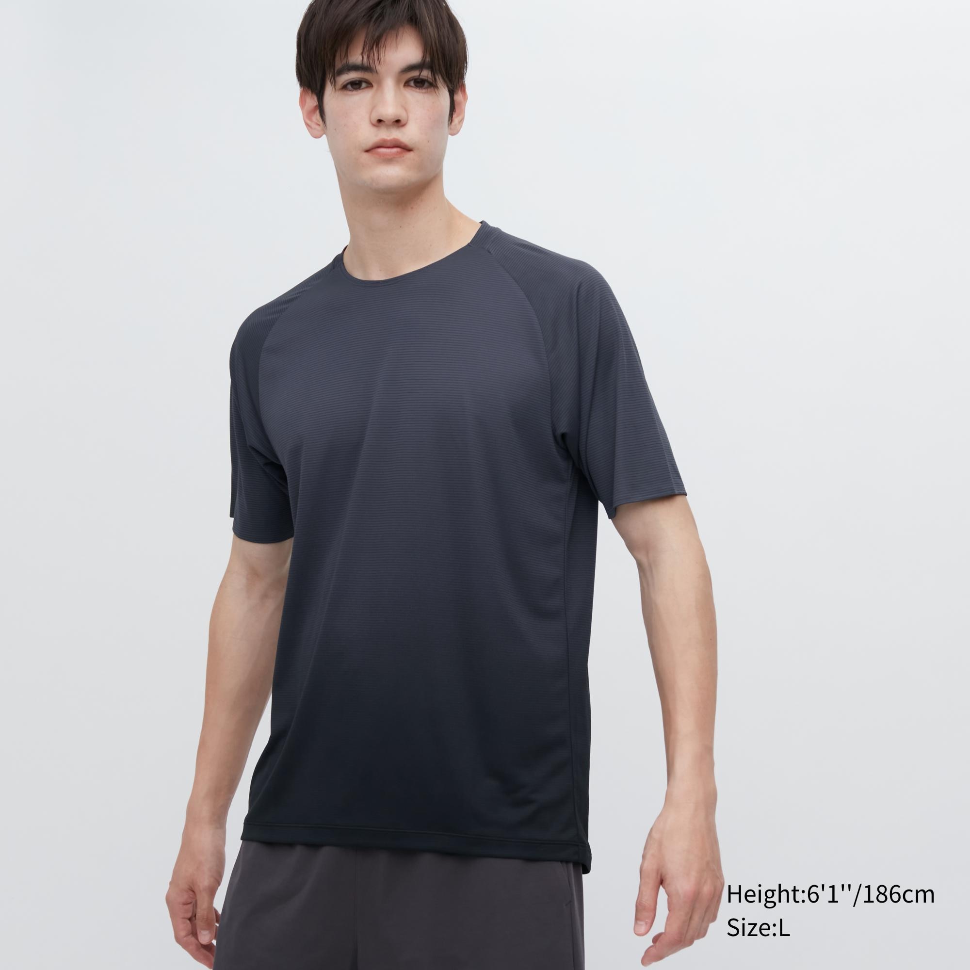 Футболка Uniqlo Dry-Ex Light с круглым вырезом и короткими рукавами, темно-серый футболка uniqlo dry ex с круглым вырезом фиолетовый