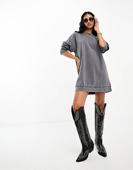 

Оверсайз-платье мини-толстовка темно-серого цвета ASOS DESIGN