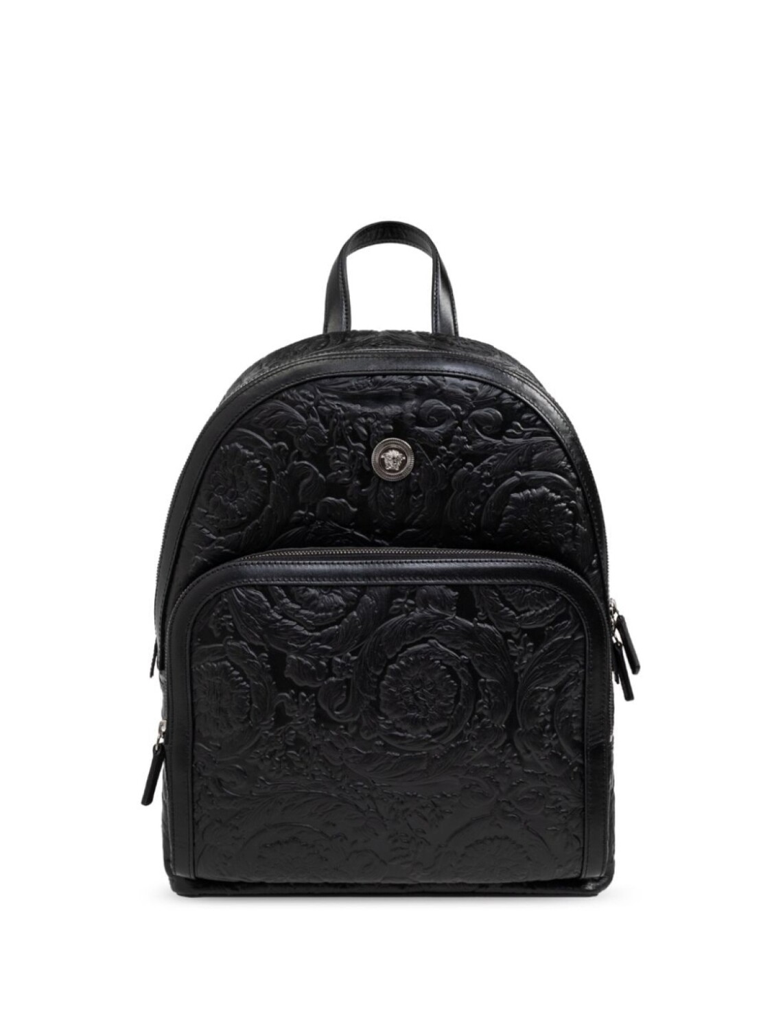 

Versace кожаный рюкзак с аппликацией-логотипом, черный