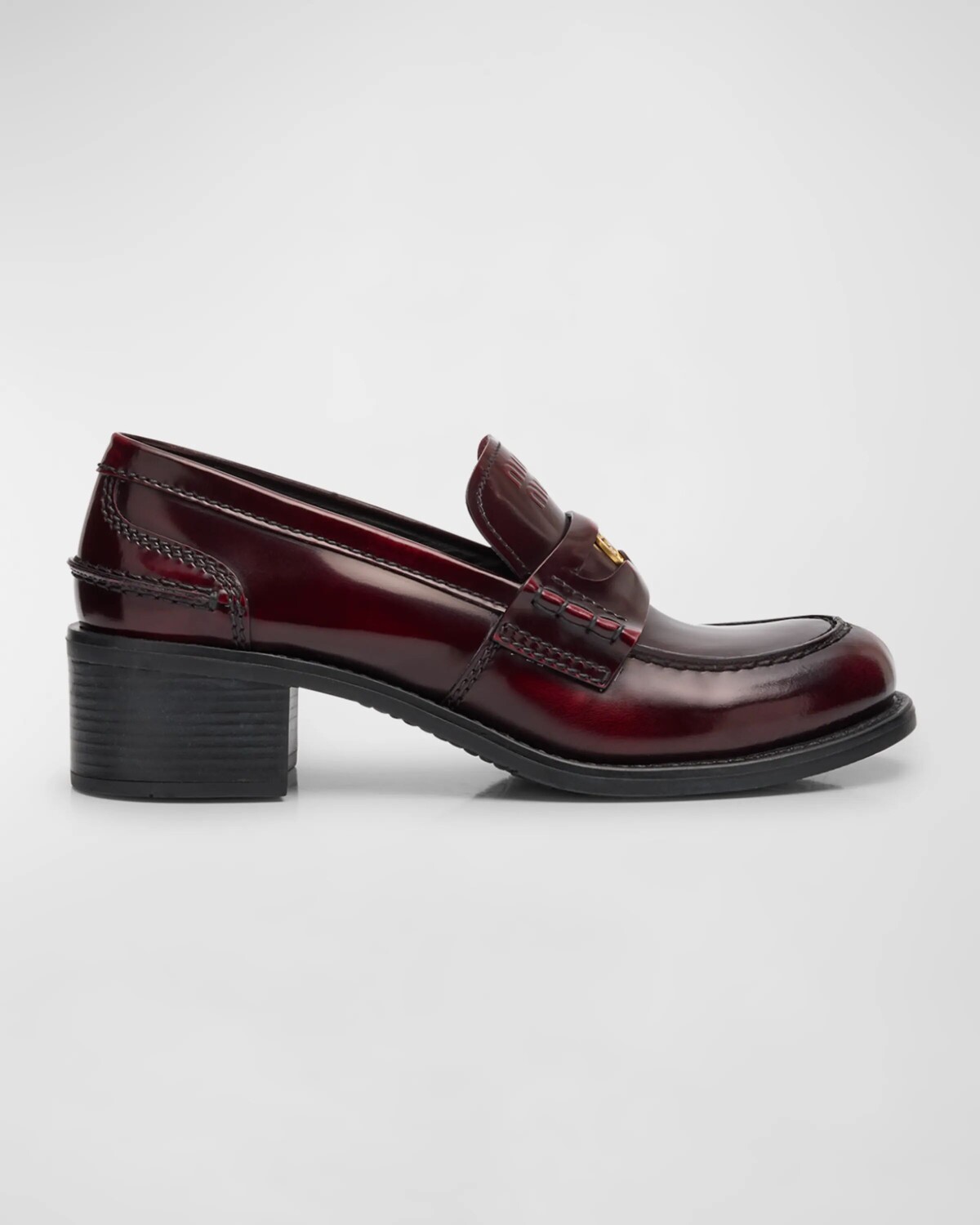 

Кожаные лоферы на каблуке Miu Miu, цвет Porpora