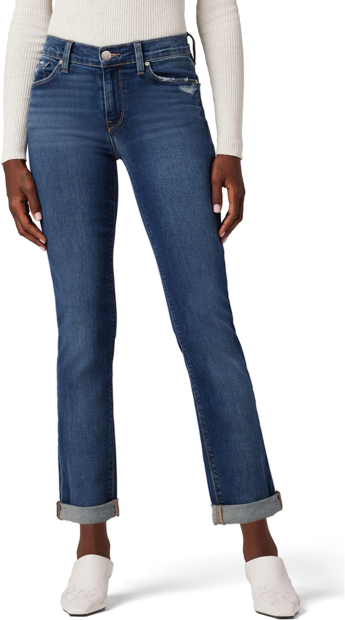 Джинсы Nico Mid-Rise Straight Ankle (w/ Rolled Hem) in Elemental Hudson Jeans, цвет Elemental
