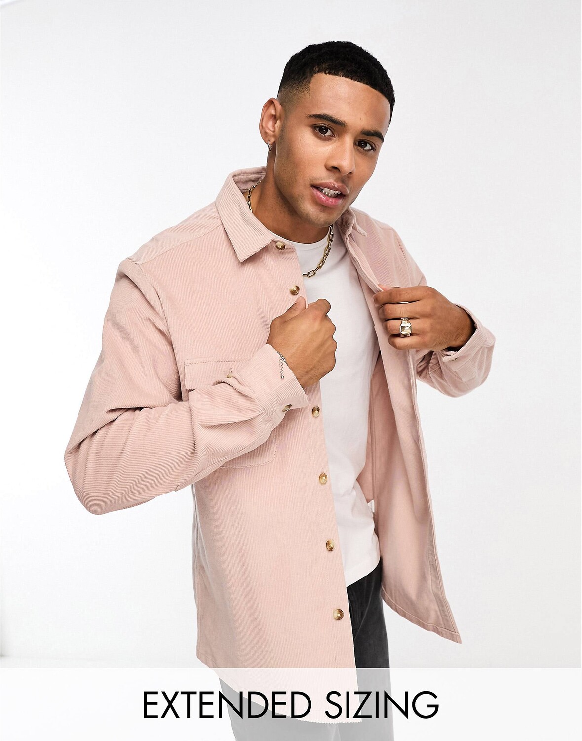 

Бледно-розовая вельветовая рубашка с двойными карманами ASOS DESIGN