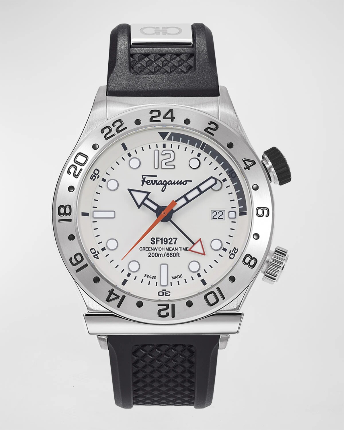 

Мужские силиконовые часы для дайвинга Ferragamo 1927, 44 мм, цвет Stainless Steel
