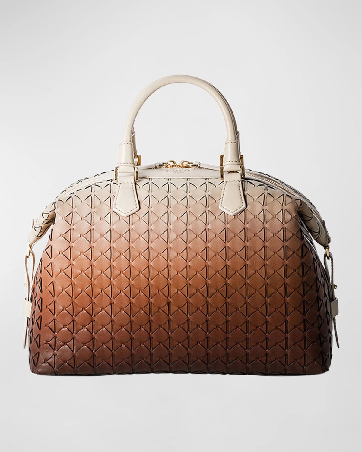 

Кожаная сумка с ручкой сверху Ani Mosaic Serapian, цвет Shaded Brown
