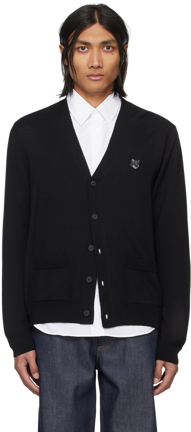 

Черный кардиган с головой лисы Maison Kitsune, цвет Black