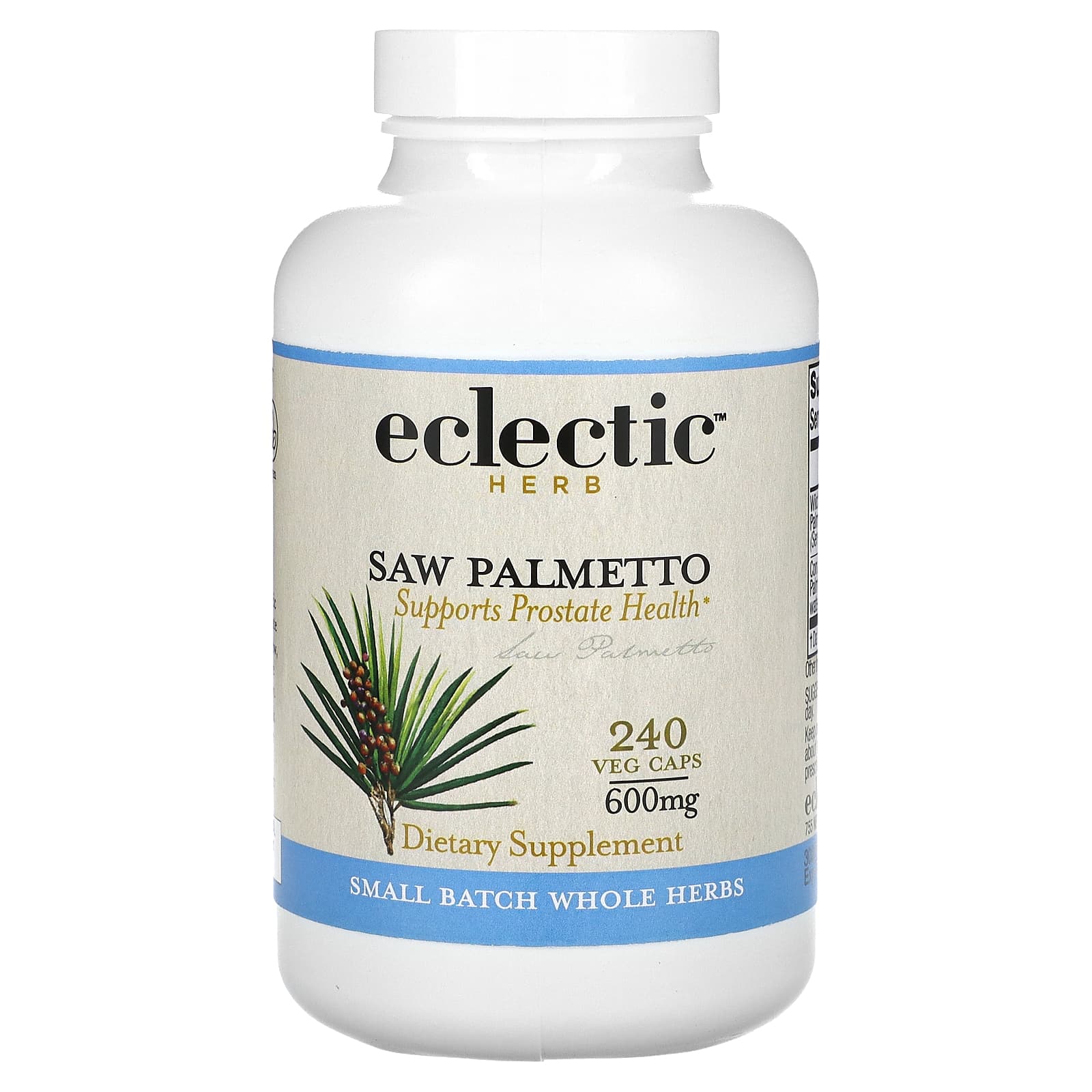 Eclectic Institute Пальма сиреноя 600 мг 240 растительных капсул без ГМО eclectic institute propolis 250 mg 2 fl oz 60 ml