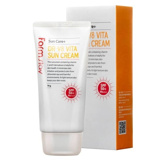 

Солнцезащитный крем с витаминами для лица и тела Spf50+, 70г FarmStay, Dr-v8 Vita Sun Cream