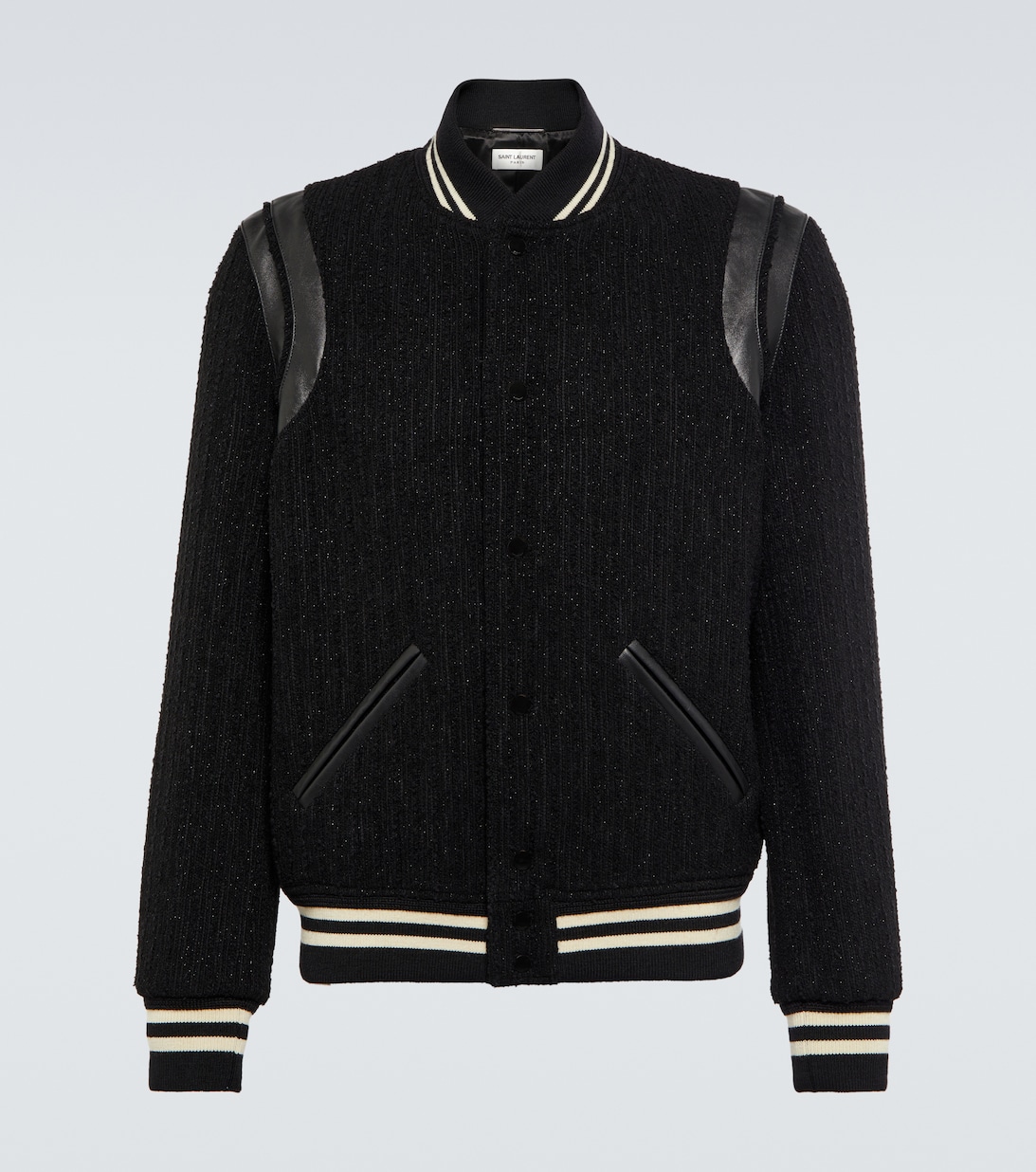 Университетская куртка Teddy из смесовой шерсти Saint Laurent, черный