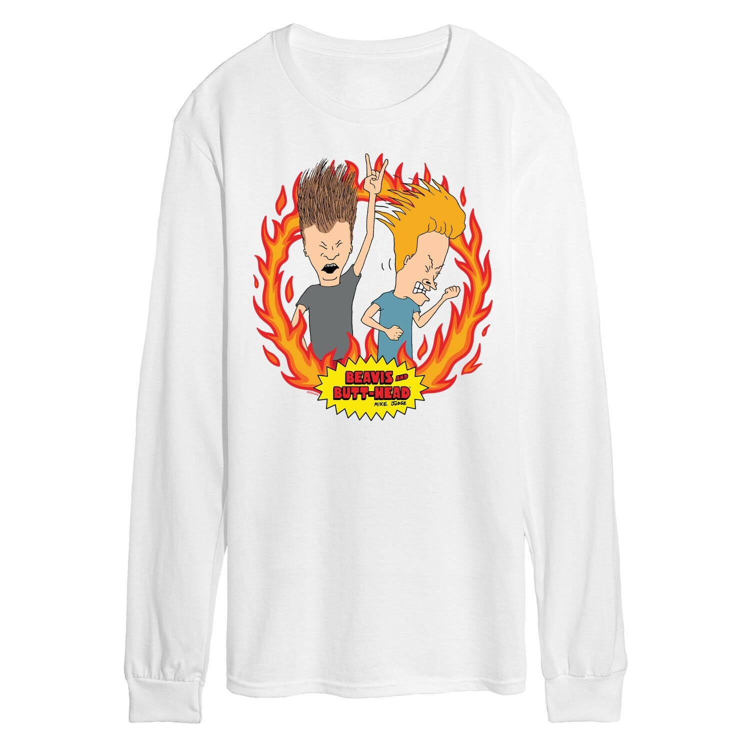 

Мужская футболка с длинными рукавами Beavis And Butthead Rock Flames Licensed Character