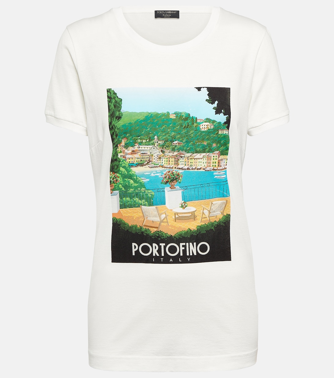 Хлопковая футболка с принтом Portofino DOLCE&GABBANA, разноцветный