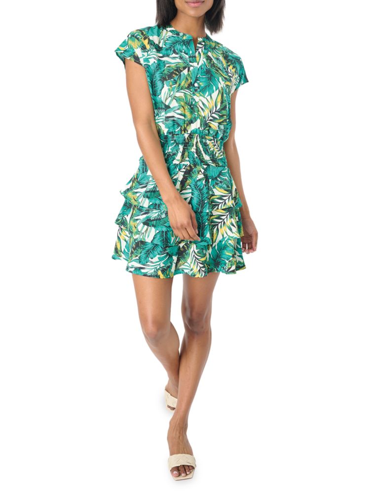 Многоуровневое платье Paradise с тропическим принтом Gibsonlook, цвет Garden Green