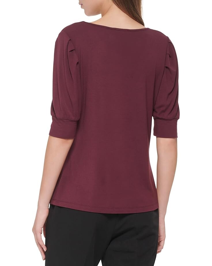 

Блуза Tommy Hilfiger Short Puff Sleeve Knit Blouse, цвет Wine Tasting