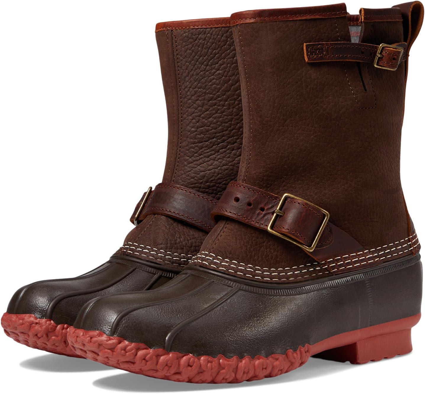 цена Зимние ботинки Bean Boot 10 Engineer Buckle Flannel Lined L.L.Bean, цвет Dark Earth/Bean Boot Brown/Rust Orange/Apple Cinnamon Plaid