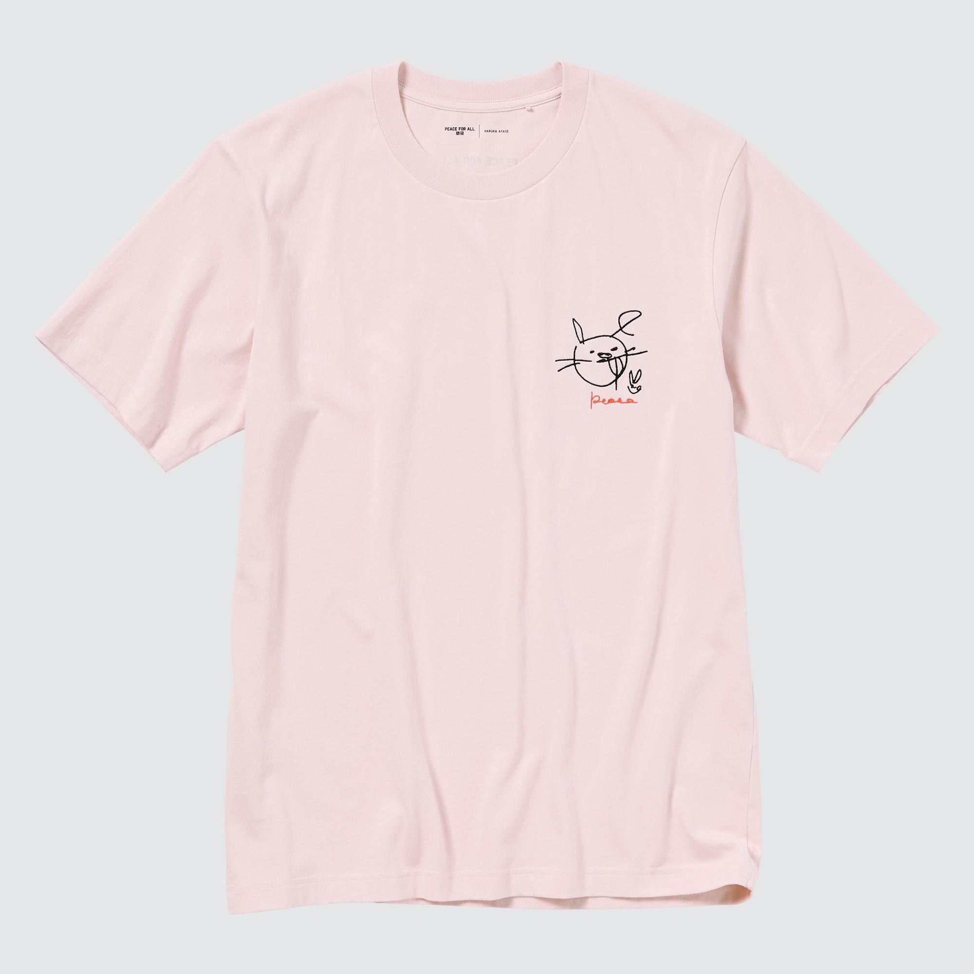 Футболка Uniqlo Peace For All Haruka Ayase с коротким рукавом и рисунком, розовый футболка uniqlo peace for all gordon reid с коротким рукавом и рисунком белый