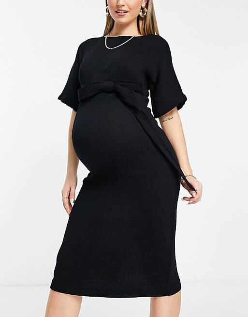 

Черное платье миди в рубчик-карандаш Closet London Maternity, Черный