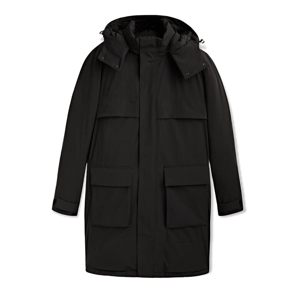 

Пуховик Massimo Dutti Party Hooded Down And Feather, черный