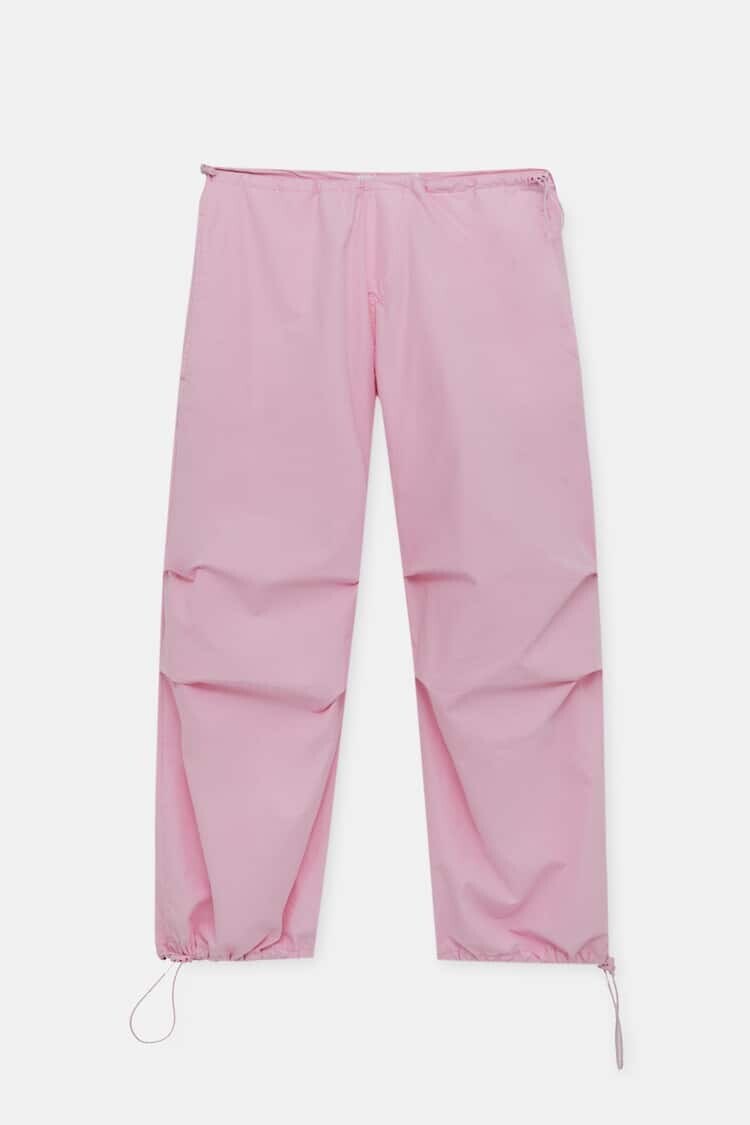 

Брюки Pull&Bear Loose-fit Parachute, розовый