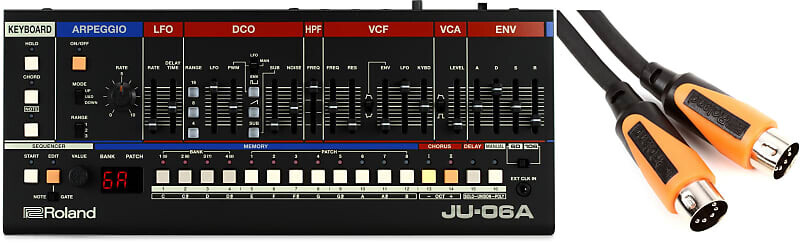 

Roland JU-06A Boutique Series Комплект звукового модуля Juno с Roland RMIDI-B3 Black Series MIDI-кабель — 3 фута JU-06A=1 RMIDI-B3=1
