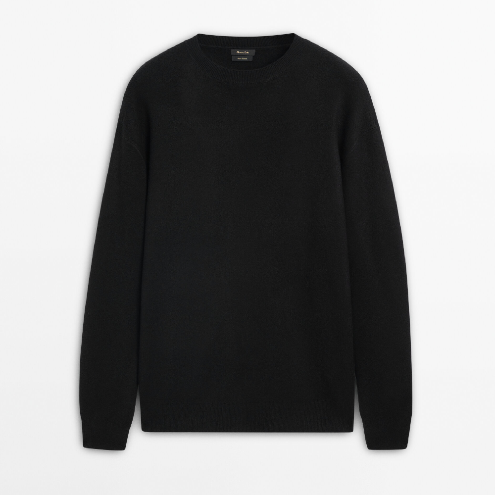 Свитер Massimo Dutti Crew Neck Knit Jacquard, черный черный жаккардовый свитер taakk