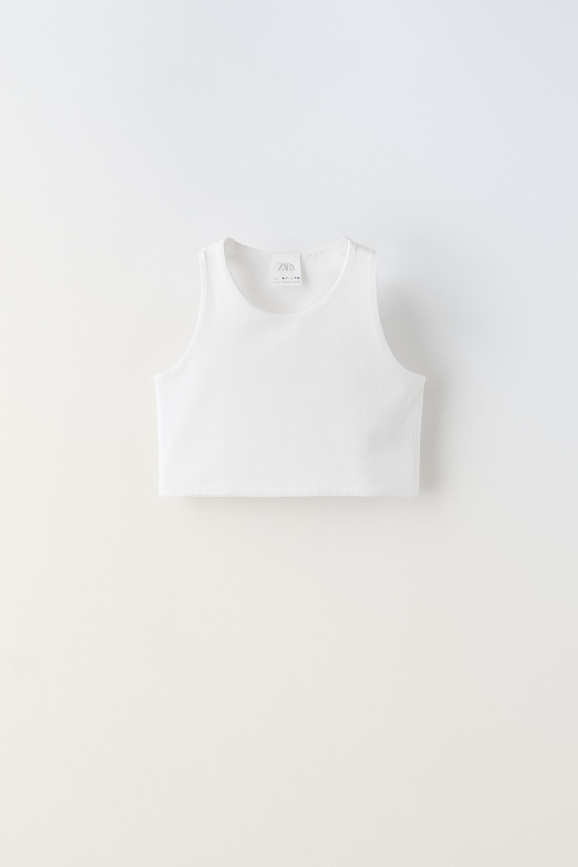 Топ Zara Sleeveless Crop, белый футболка женская оверсайз с графическим принтом модный топ без рукавов бандажный топ с круглым вырезом уличная одежда 2022