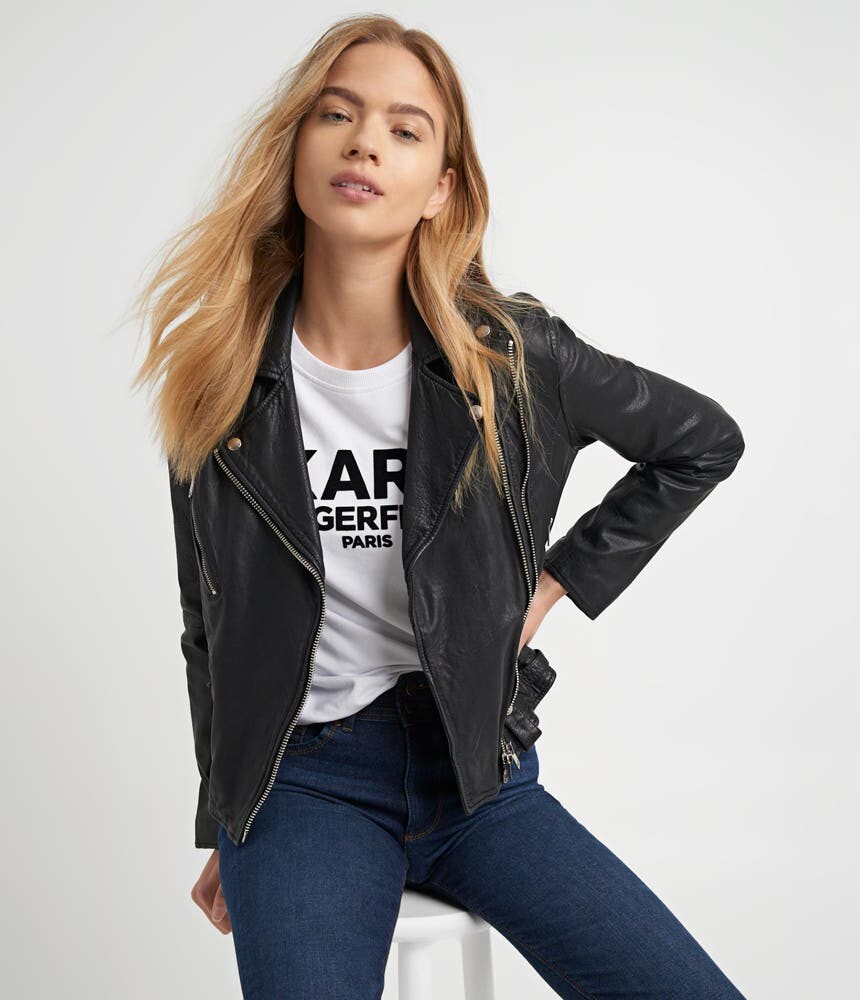 

Кожаная мотокуртка tumble Karl Lagerfeld, черный