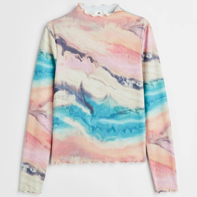 

Топ с длинными рукавами H&M, светло-розовый