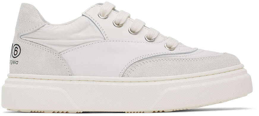 

Детские бело-серые кроссовки с логотипом на спине MM6 Maison Margiela