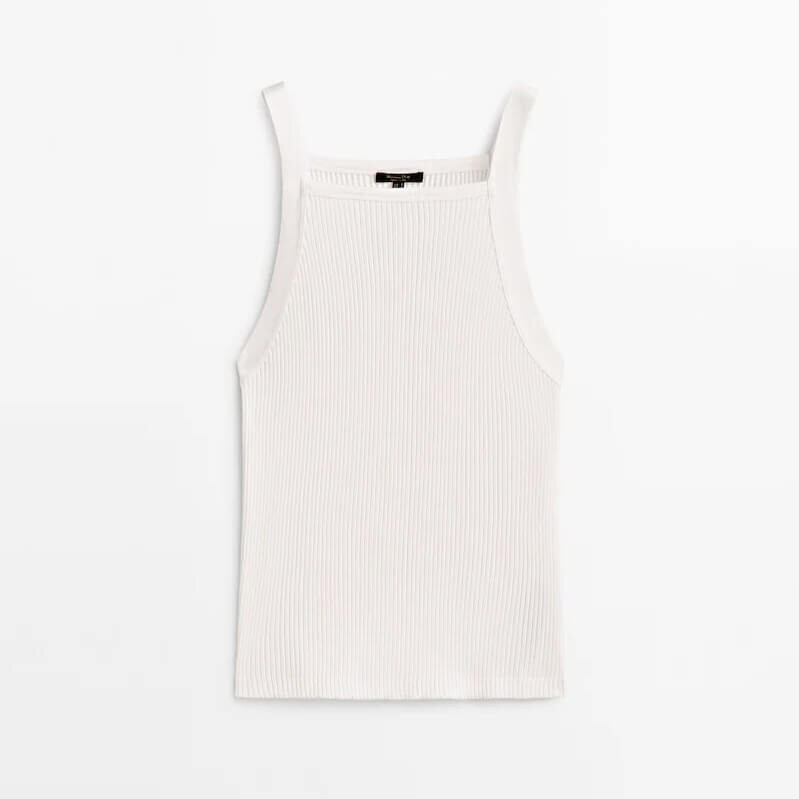 

Майка Massimo Dutti Ribbed, белый