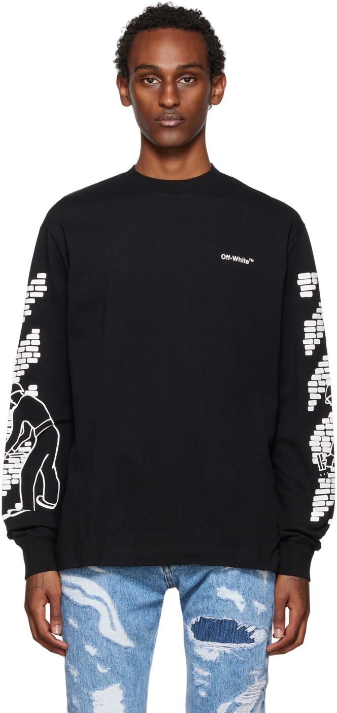 

Черная футболка с длинным рукавом Bricks Skate Off-White