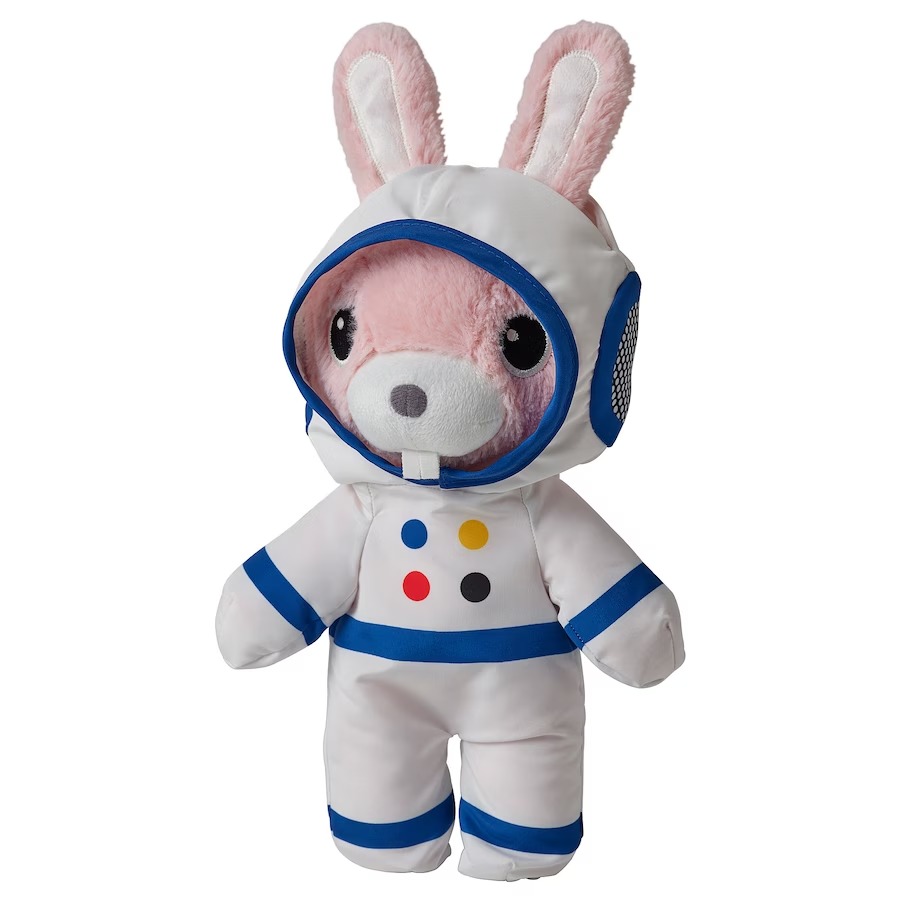 Плюшевая игрушка зайка Ikea Aftonsparv In An Astronaut Costume, розовый, 29 см
