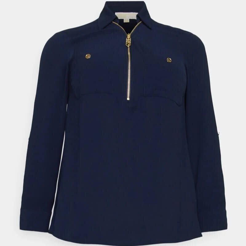 

Блузка Michael Kors Logo Zip Front, темно-синий
