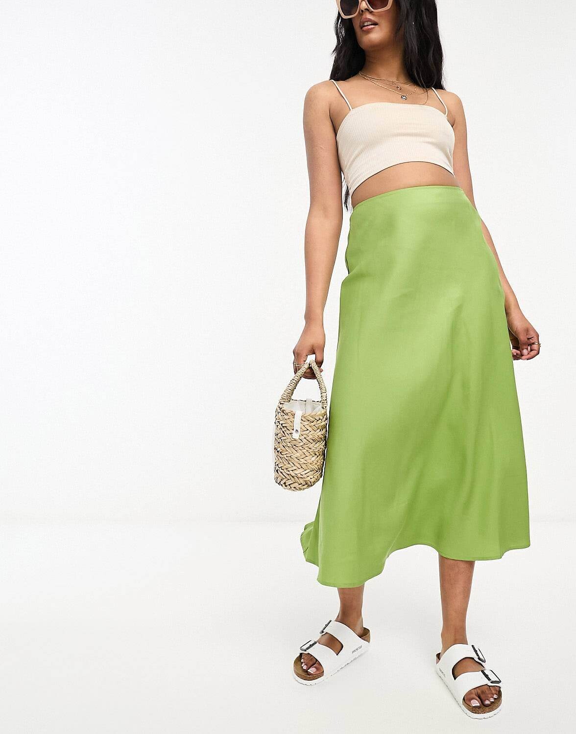 

Юбка Urban Revivo Slip Midi, светло-зеленый