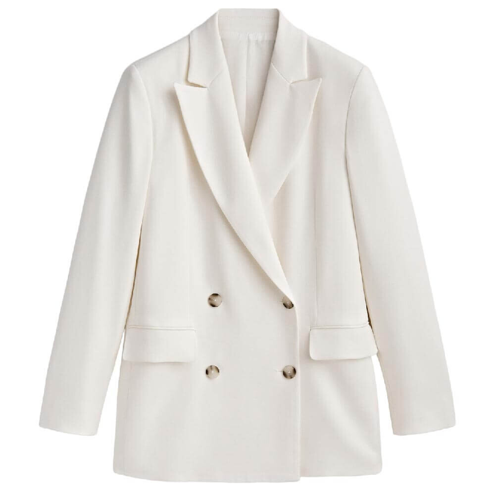 

Блейзер Massimo Dutti Double-breasted Crepe, белый