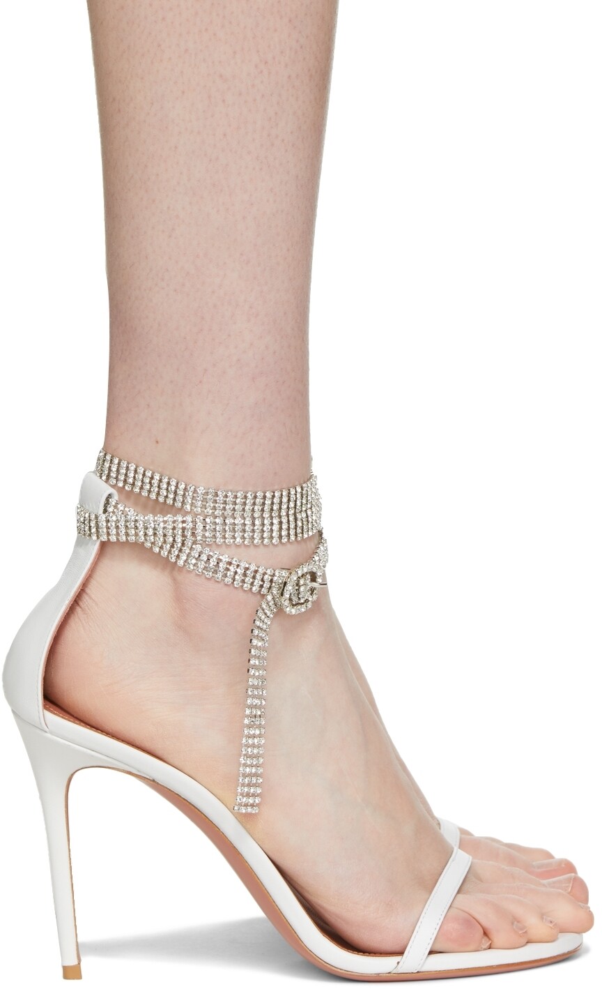 

Белые босоножки на каблуке с кристаллами Giorgia Amina Muaddi